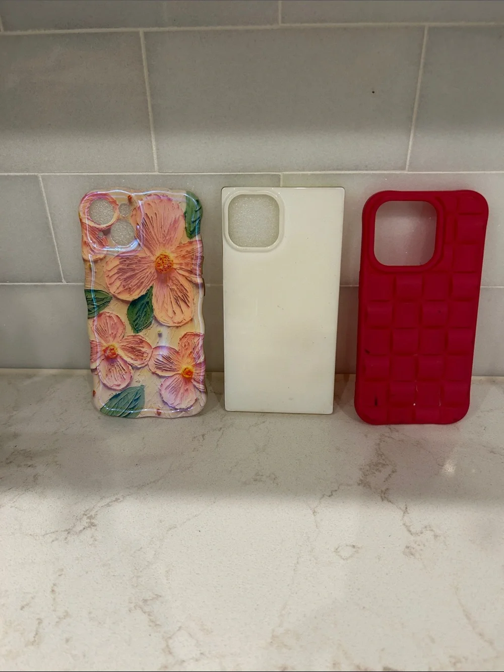 Phone Case Bundle - Floral, White, and Pink Protective Covers-set of 3